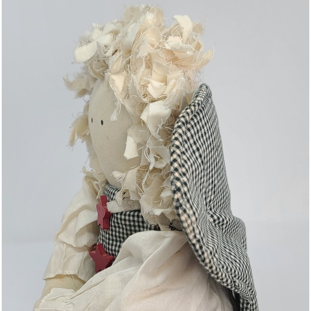 Handmade Angel Rag Doll GRANDMACORE Green Red Country Decor 24" Wing Tack Needed - Picture 2 of 3